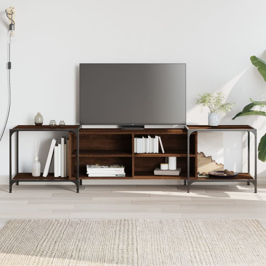 Tv-Meubel Bewerkt Hout Bruineikenkleurig 203 x 37 x 50 cm bruin eikenkleur