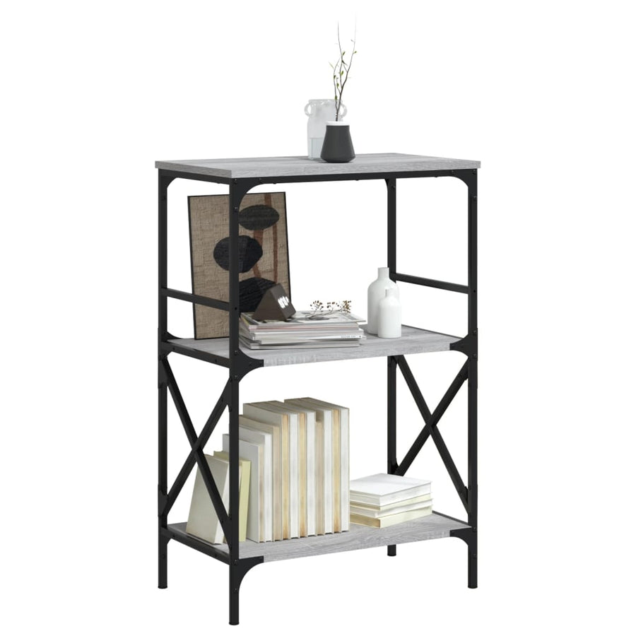 Boekenkast 4-Laags 59X35X90,5 Cm Bewerkt Hout 59 x 35 x 90.5 cm Grijs sonoma