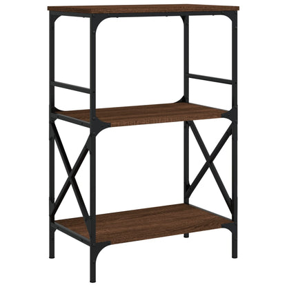 Boekenkast 3-Laags 59X35X90,5 Cm Bewerkt Hout Bruineikenkleurig 59 x 35 x 90.5 cm bruin eikenkleur