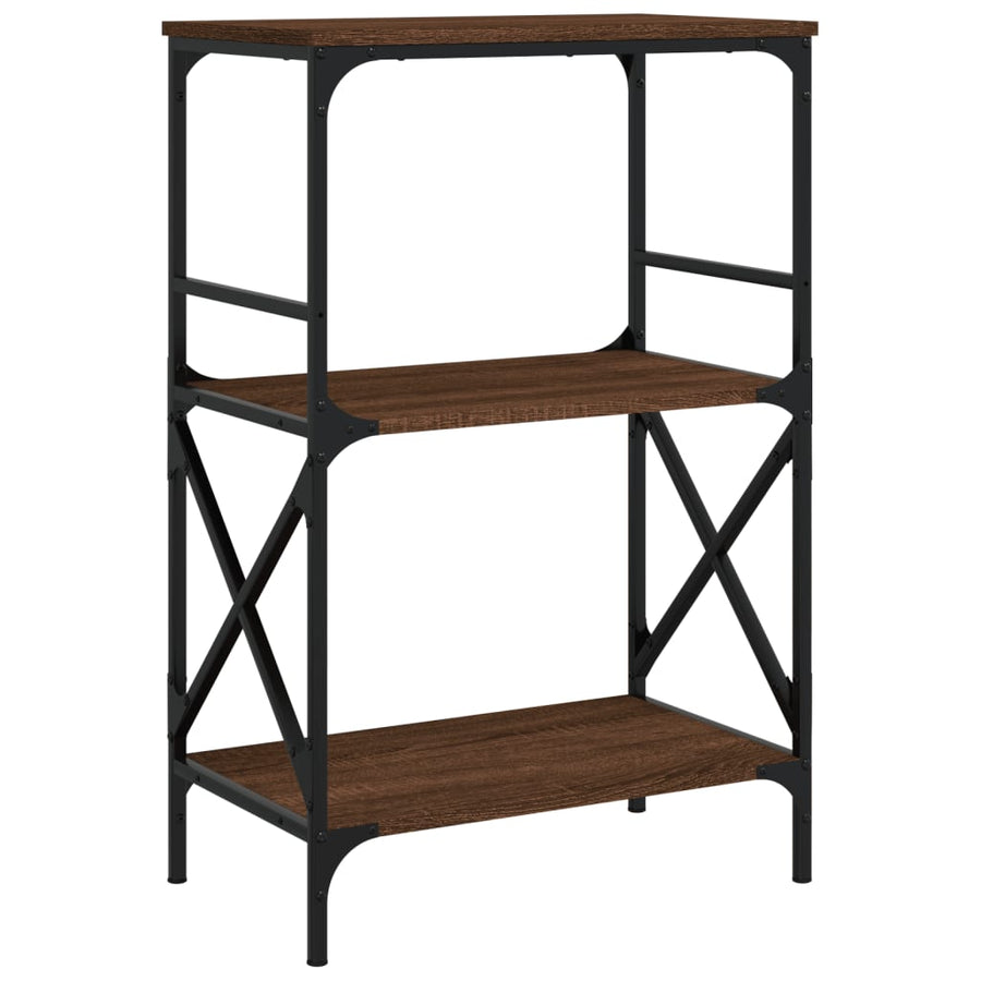 Boekenkast 3-Laags 59X35X90,5 Cm Bewerkt Hout Bruineikenkleurig 59 x 35 x 90.5 cm bruin eikenkleur