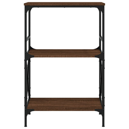 Boekenkast 3-Laags 59X35X90,5 Cm Bewerkt Hout Bruineikenkleurig 59 x 35 x 90.5 cm bruin eikenkleur
