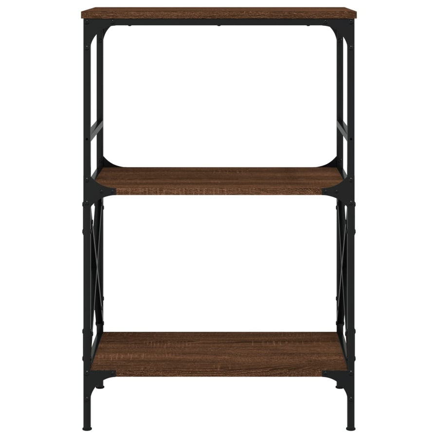 Boekenkast 3-Laags 59X35X90,5 Cm Bewerkt Hout Bruineikenkleurig 59 x 35 x 90.5 cm bruin eikenkleur
