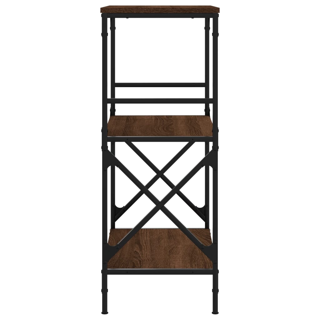 Boekenkast 3-Laags 59X35X90,5 Cm Bewerkt Hout Bruineikenkleurig 59 x 35 x 90.5 cm bruin eikenkleur