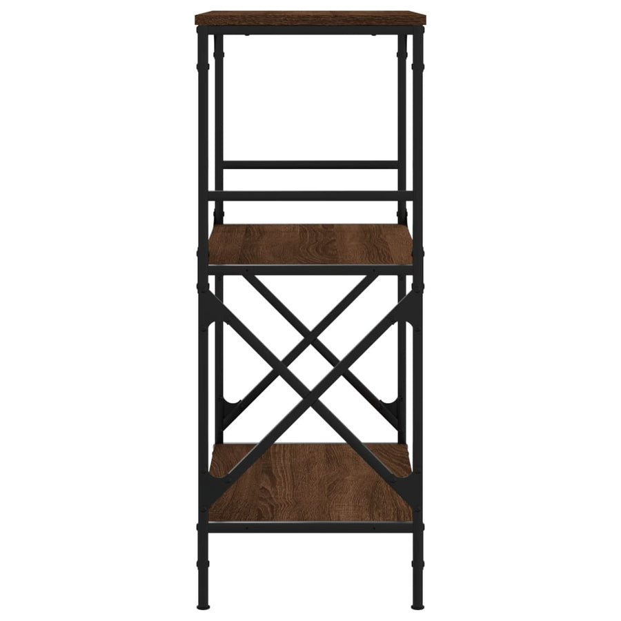 Boekenkast 3-Laags 59X35X90,5 Cm Bewerkt Hout Bruineikenkleurig 59 x 35 x 90.5 cm bruin eikenkleur
