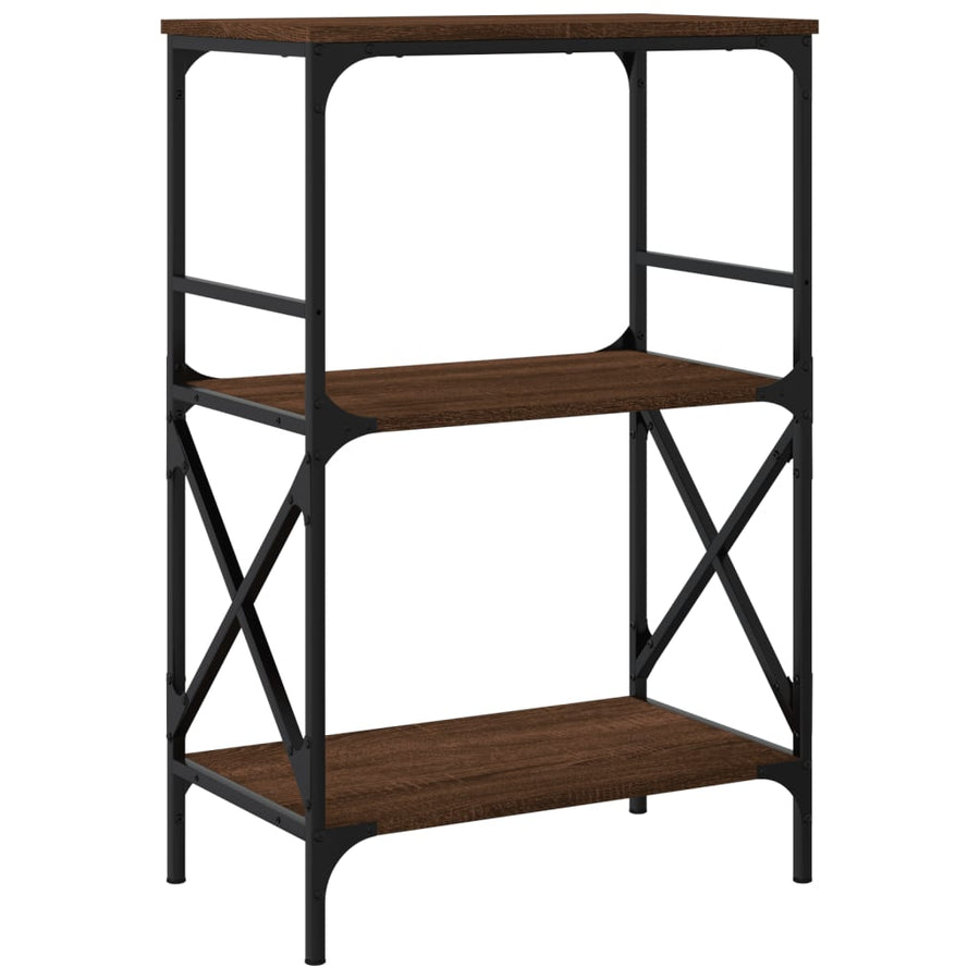 Boekenkast 3-Laags 59X35X90,5 Cm Bewerkt Hout Bruineikenkleurig 59 x 35 x 90.5 cm bruin eikenkleur