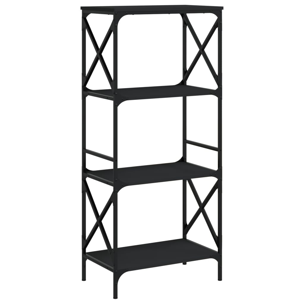 Boekenkast 4-Laags Bewerkt Hout 59 x 35 x 132 cm Zwart