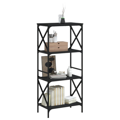 Boekenkast 4-Laags Bewerkt Hout 59 x 35 x 132 cm Zwart