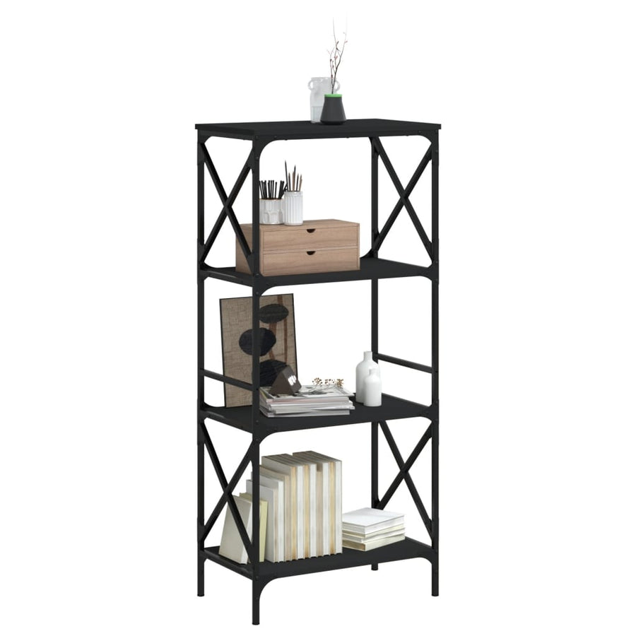 Boekenkast 4-Laags Bewerkt Hout 59 x 35 x 132 cm Zwart