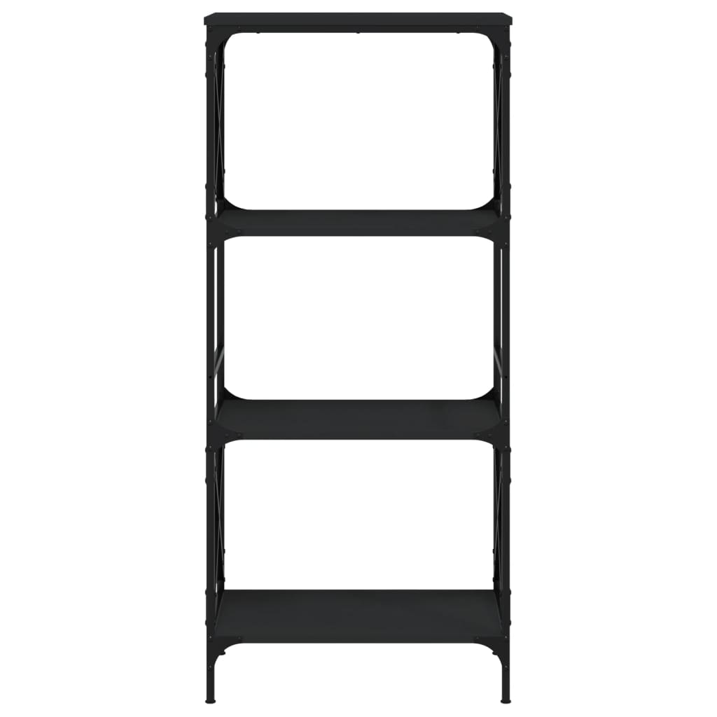 Boekenkast 4-Laags Bewerkt Hout 59 x 35 x 132 cm Zwart