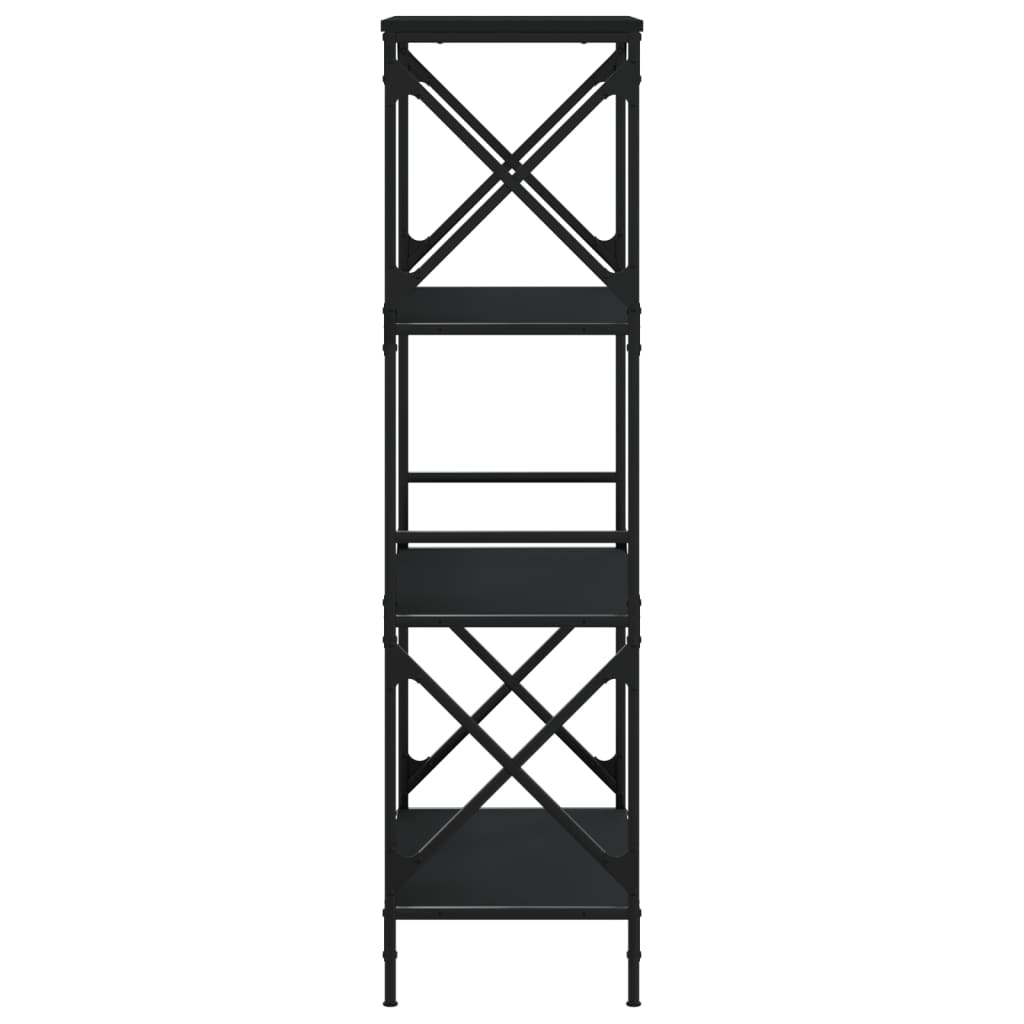 Boekenkast 4-Laags Bewerkt Hout 59 x 35 x 132 cm Zwart