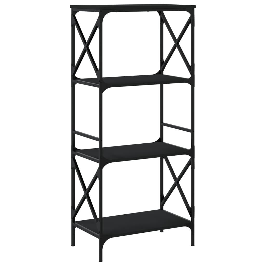 Boekenkast 4-Laags Bewerkt Hout 59 x 35 x 132 cm Zwart