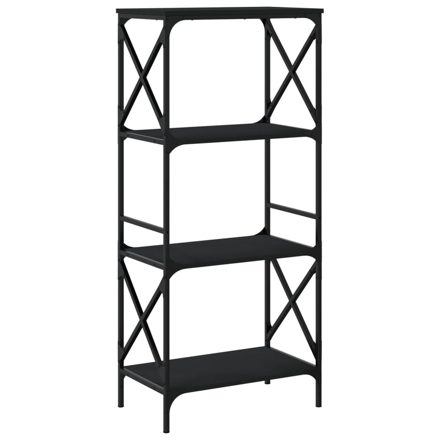 Boekenkast 4-Laags Bewerkt Hout 59 x 35 x 132 cm Zwart