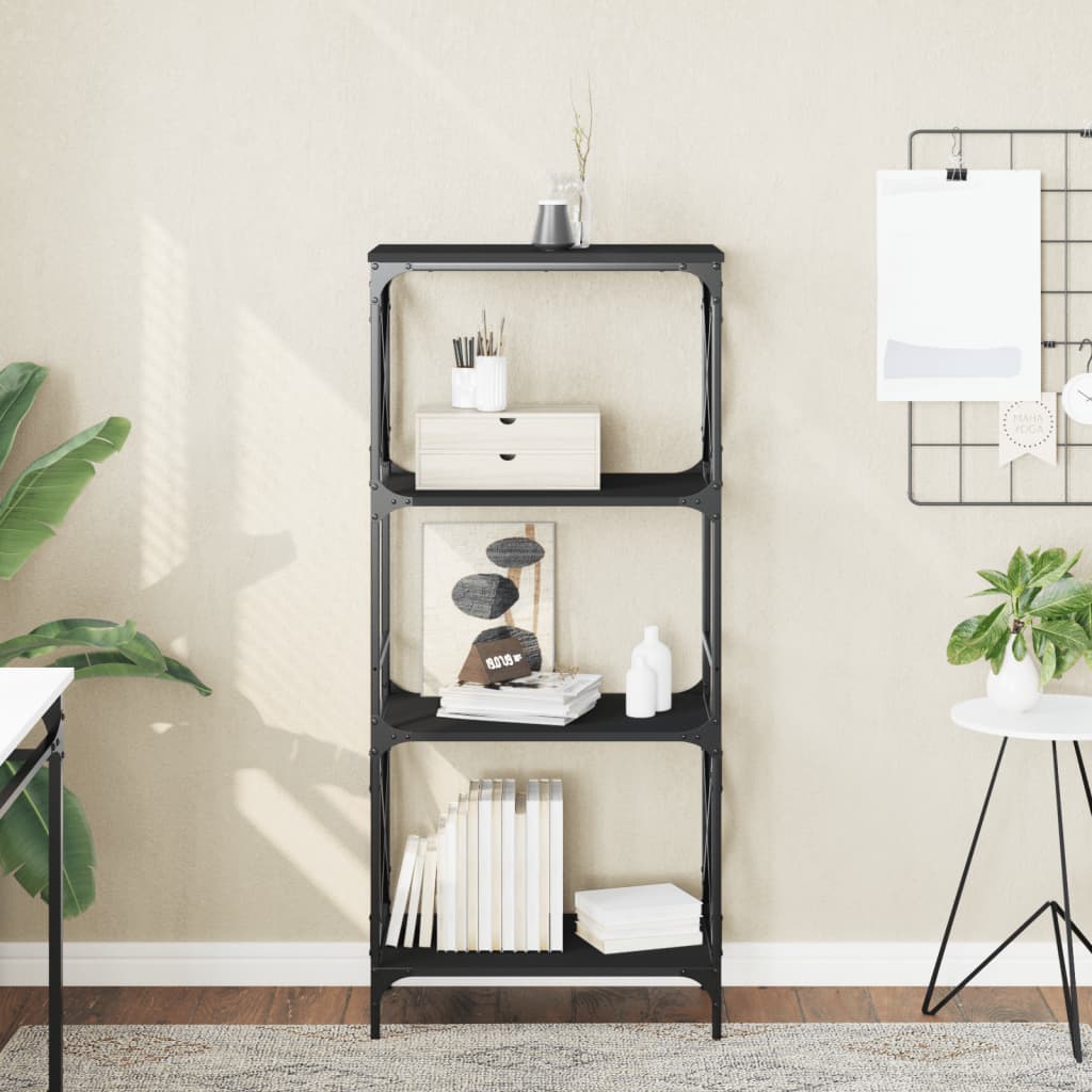 Boekenkast 4-Laags Bewerkt Hout 59 x 35 x 132 cm Zwart