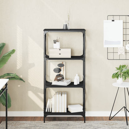 Boekenkast 4-Laags Bewerkt Hout 59 x 35 x 132 cm Zwart