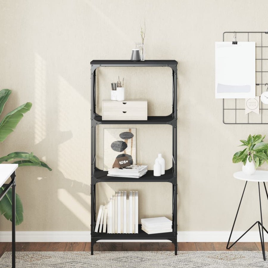 Boekenkast 4-Laags Bewerkt Hout 59 x 35 x 132 cm Zwart
