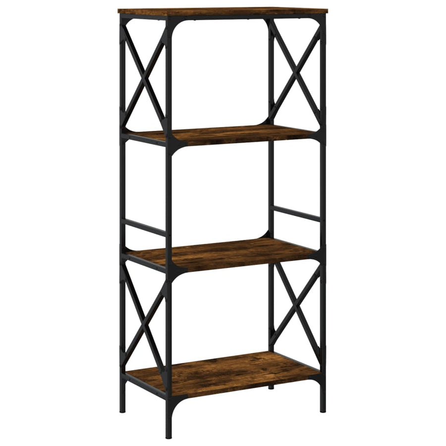 Boekenkast 4-Laags Bewerkt Hout Kleur 59 x 35 x 132 cm Gerookt eiken
