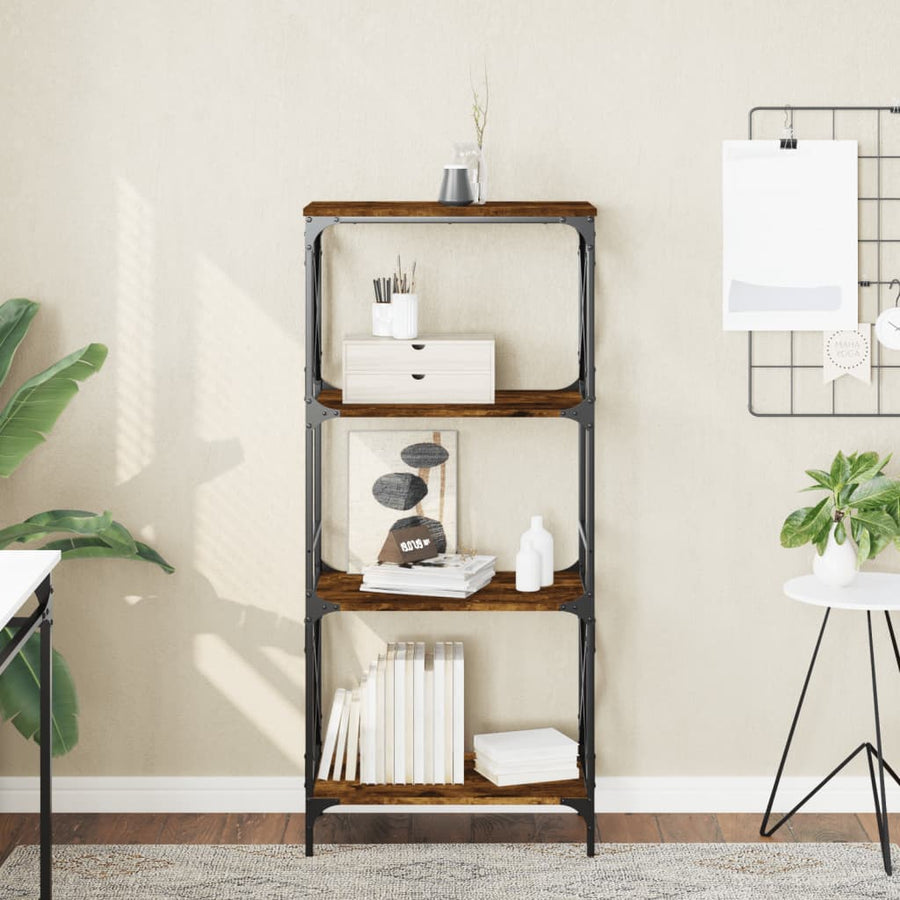 Boekenkast 4-Laags Bewerkt Hout Kleur 59 x 35 x 132 cm Gerookt eiken