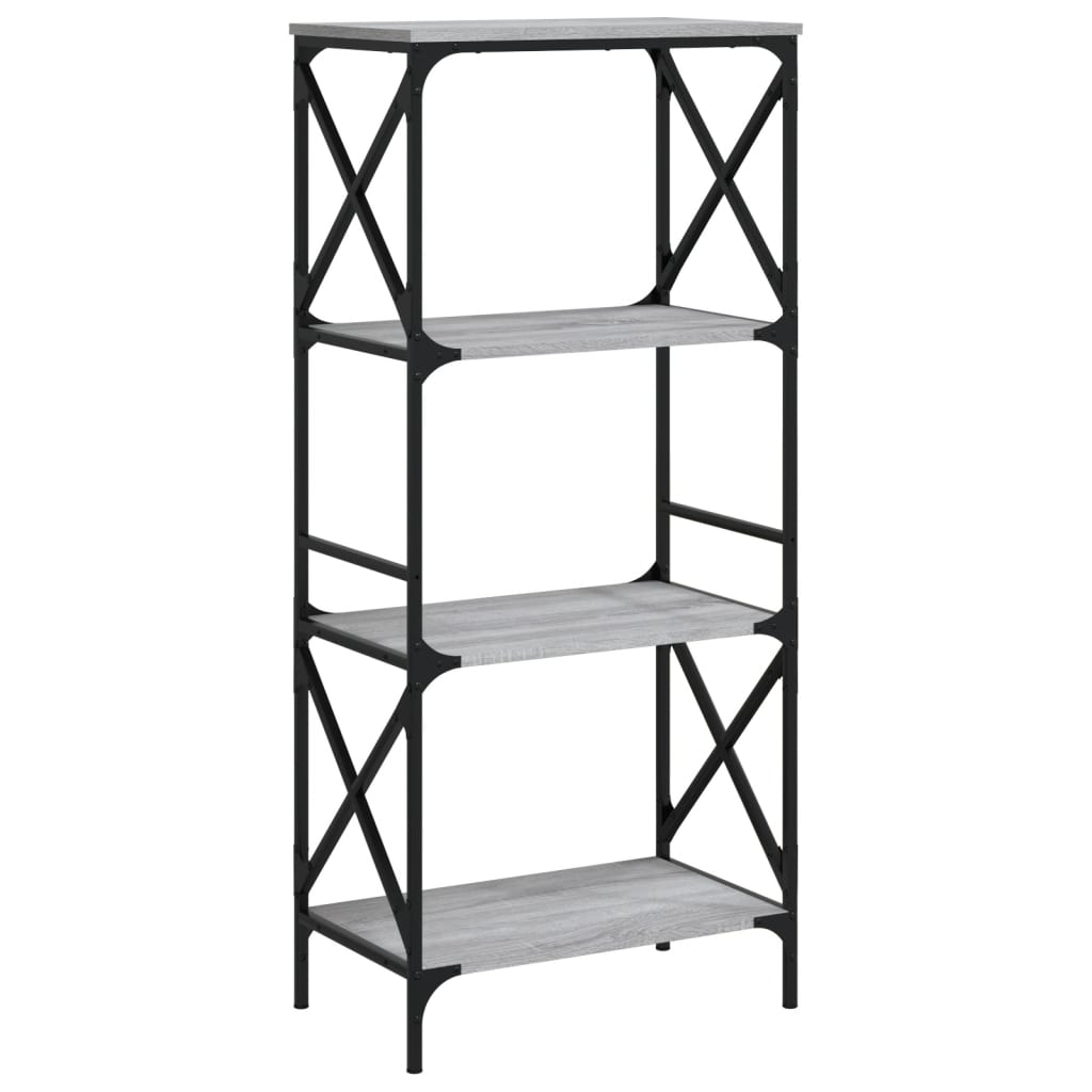 Boekenkast 4-Laags Bewerkt Hout Eiken 59 x 35 x 132 cm Grijs sonoma