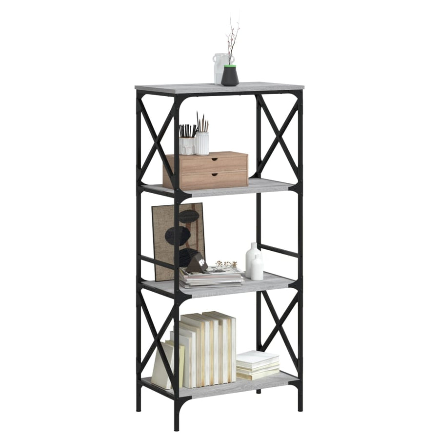 Boekenkast 4-Laags Bewerkt Hout Eiken 59 x 35 x 132 cm Grijs sonoma
