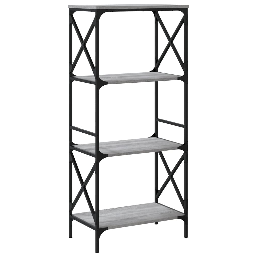 Boekenkast 4-Laags Bewerkt Hout Eiken 59 x 35 x 132 cm Grijs sonoma