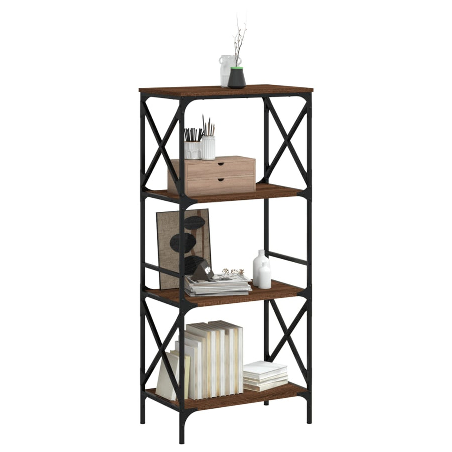 Boekenkast 4-Laags Bewerkt Hout Bruineikenkleurig 59 x 35 x 132 cm bruin eikenkleur