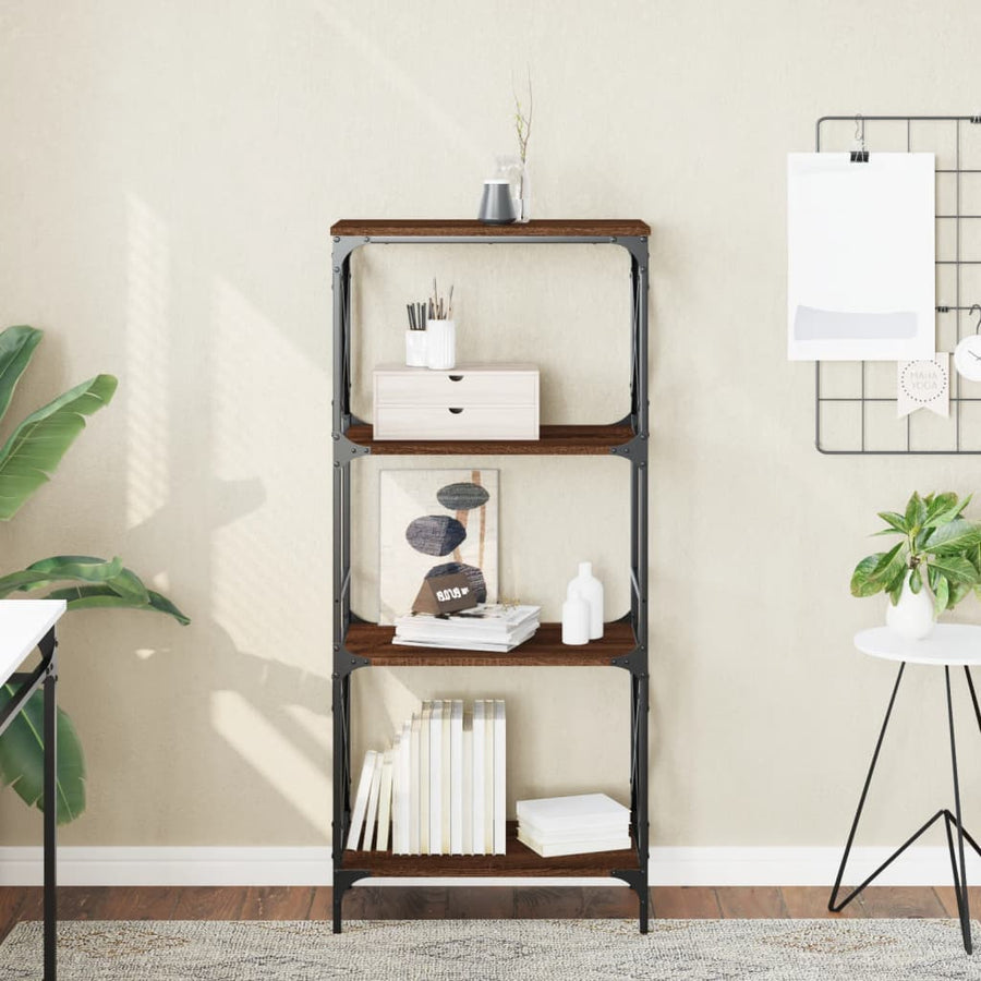 Boekenkast 4-Laags Bewerkt Hout Bruineikenkleurig 59 x 35 x 132 cm bruin eikenkleur