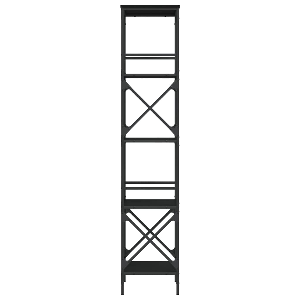 Boekenkast 5-laags 59x35x171 cm bewerkt hout zwart