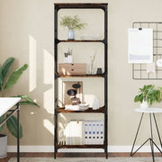 Boekenkast 59x35x171 cm bewerkt hout gerookt eiken metaal