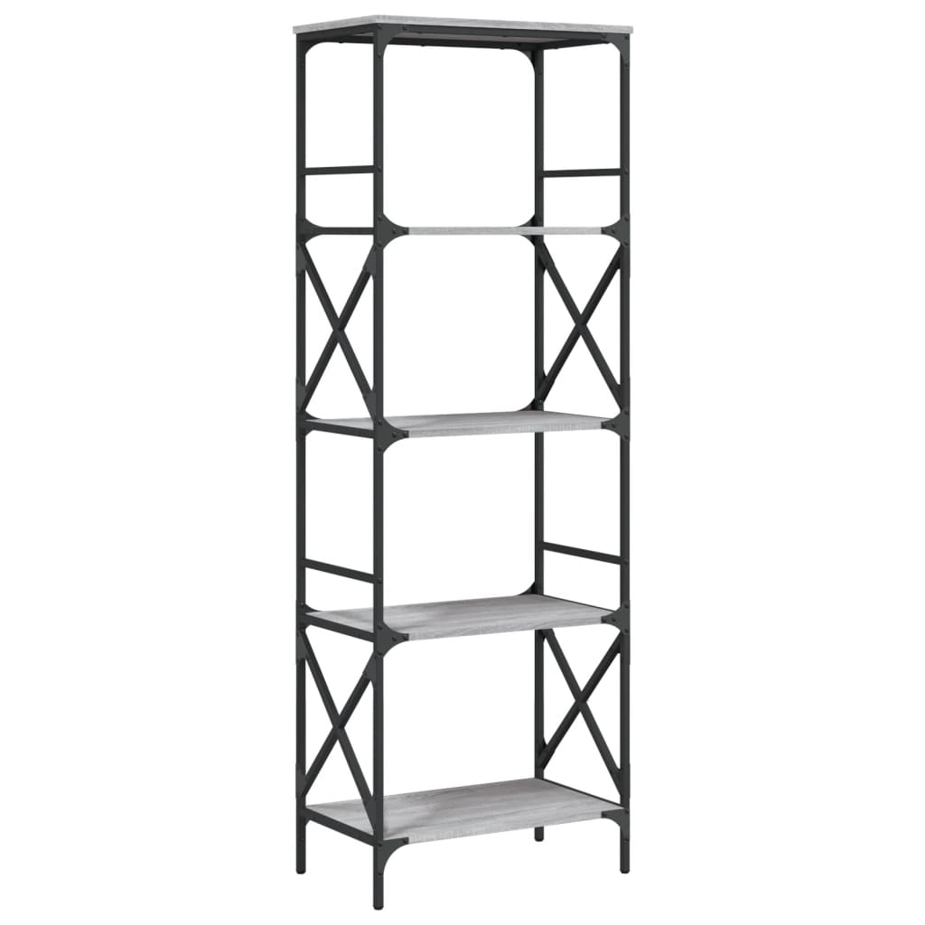 Boekenkast 5-Laags Bewerkt Hout Eiken 59 x 35 x 171 cm Grijs sonoma