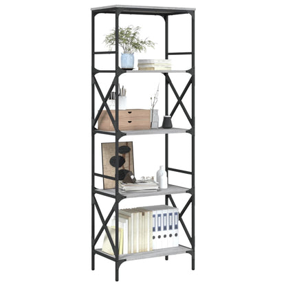 Boekenkast 5-Laags Bewerkt Hout Eiken 59 x 35 x 171 cm Grijs sonoma