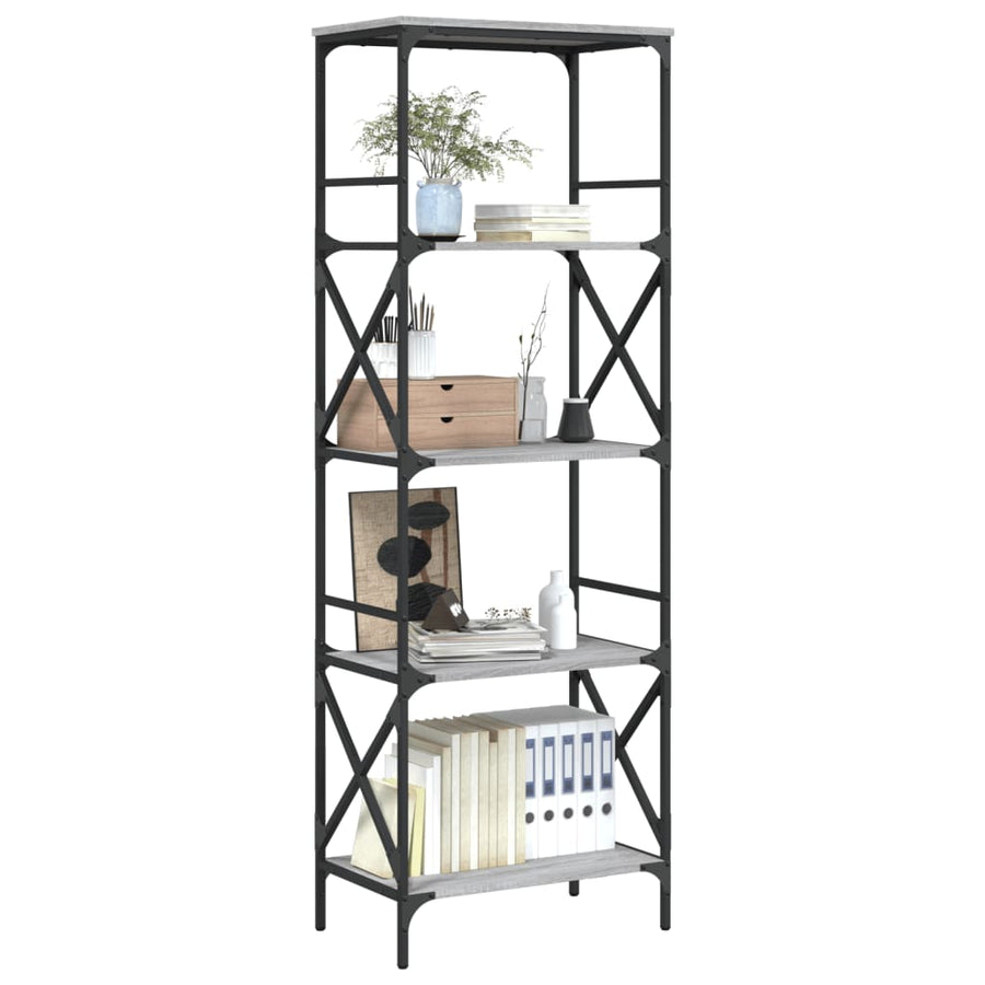 Boekenkast 5-Laags Bewerkt Hout Eiken 59 x 35 x 171 cm Grijs sonoma