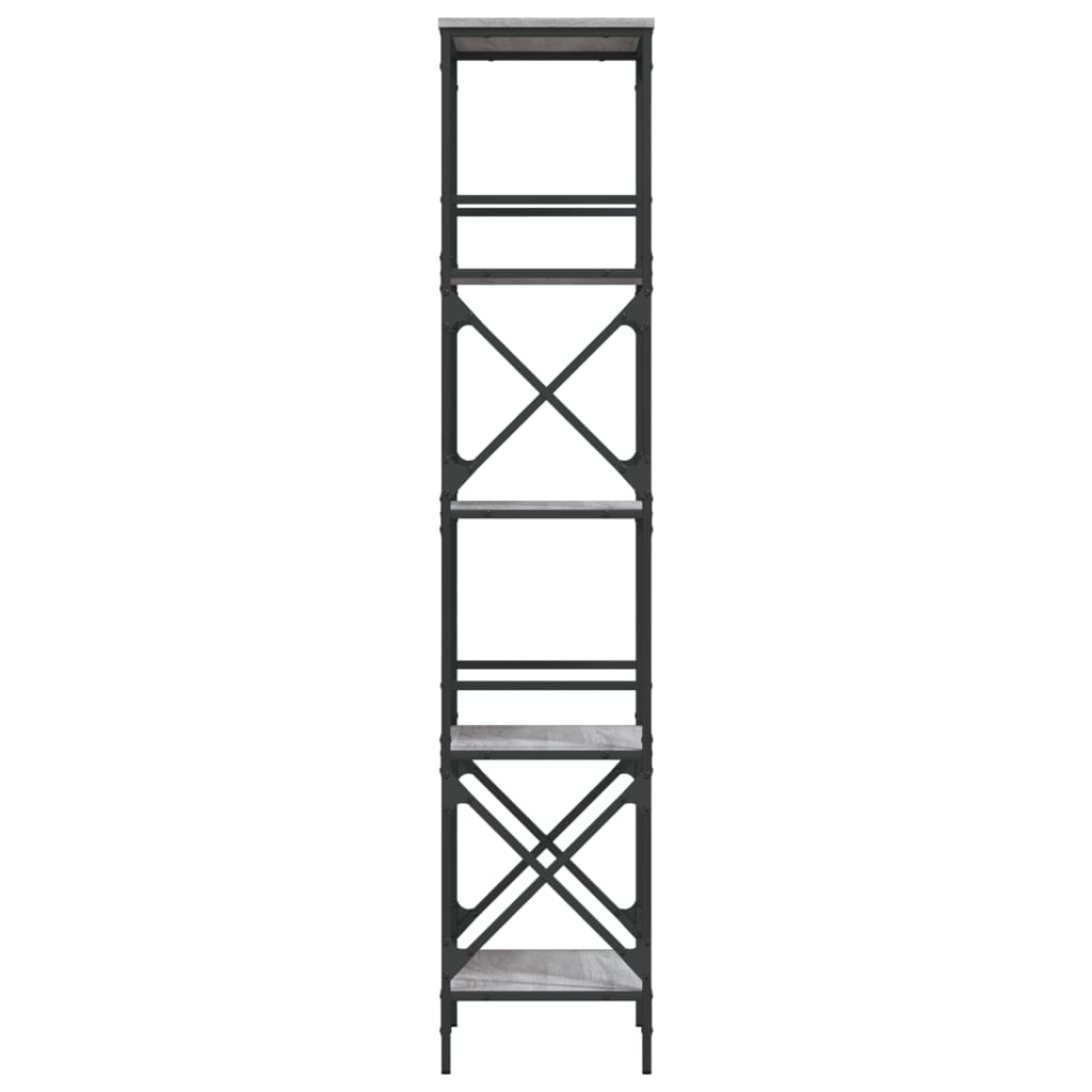 Boekenkast 5-Laags Bewerkt Hout Eiken 59 x 35 x 171 cm Grijs sonoma