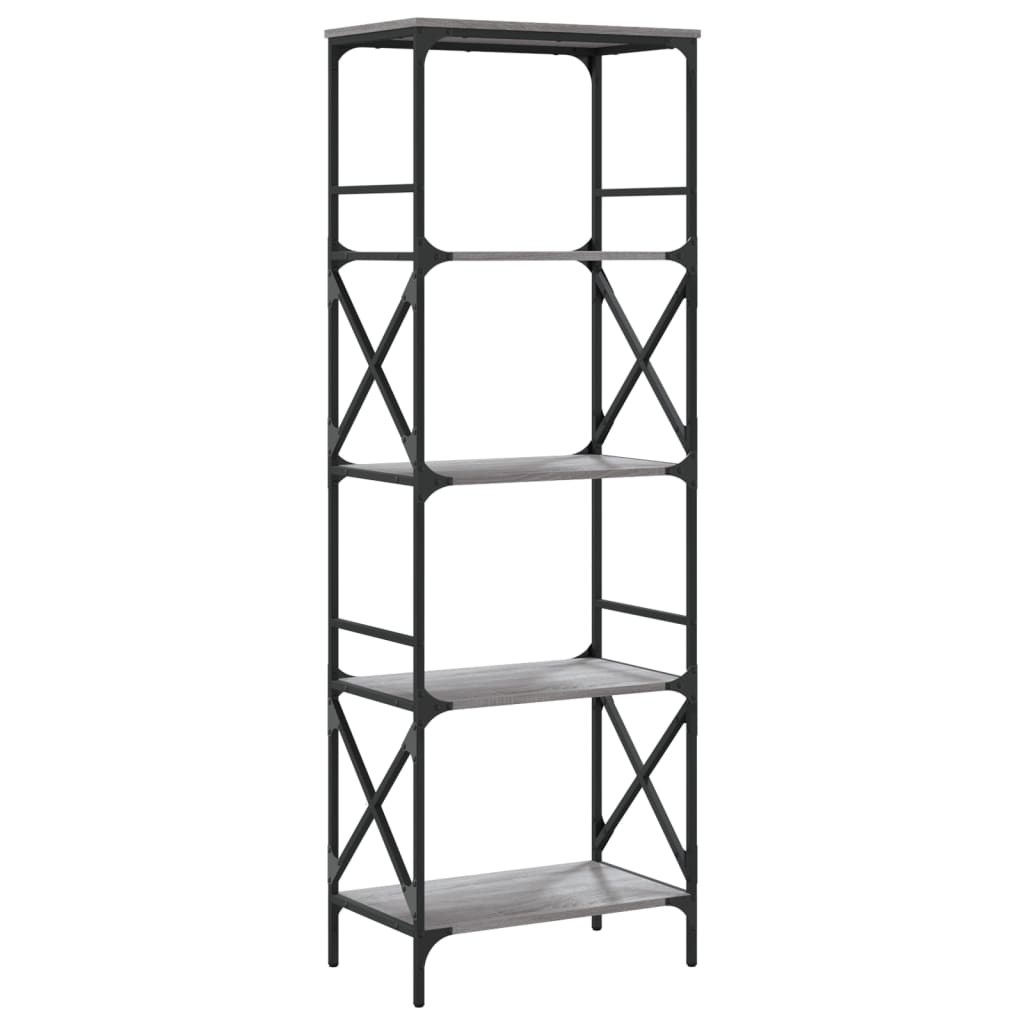 Boekenkast 5-Laags Bewerkt Hout Eiken 59 x 35 x 171 cm Grijs sonoma