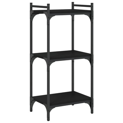 Boekenkast 3-Laags Bewerkt Hout 40 x 30 x 86 cm Zwart