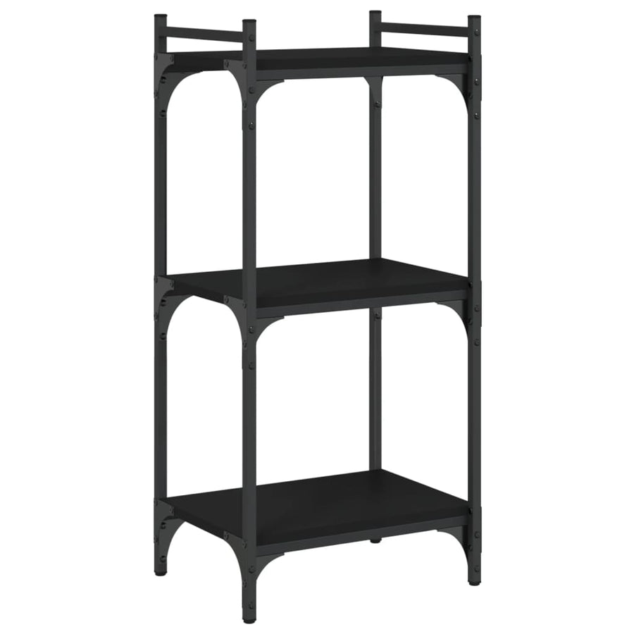 Boekenkast 3-Laags Bewerkt Hout 40 x 30 x 86 cm Zwart