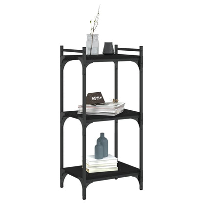Boekenkast 3-Laags Bewerkt Hout 40 x 30 x 86 cm Zwart