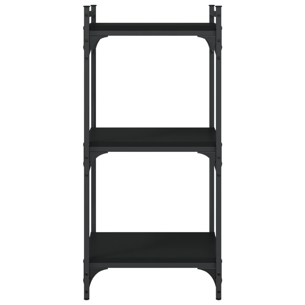 Boekenkast 3-Laags Bewerkt Hout 40 x 30 x 86 cm Zwart