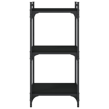 Boekenkast 3-Laags Bewerkt Hout 40 x 30 x 86 cm Zwart