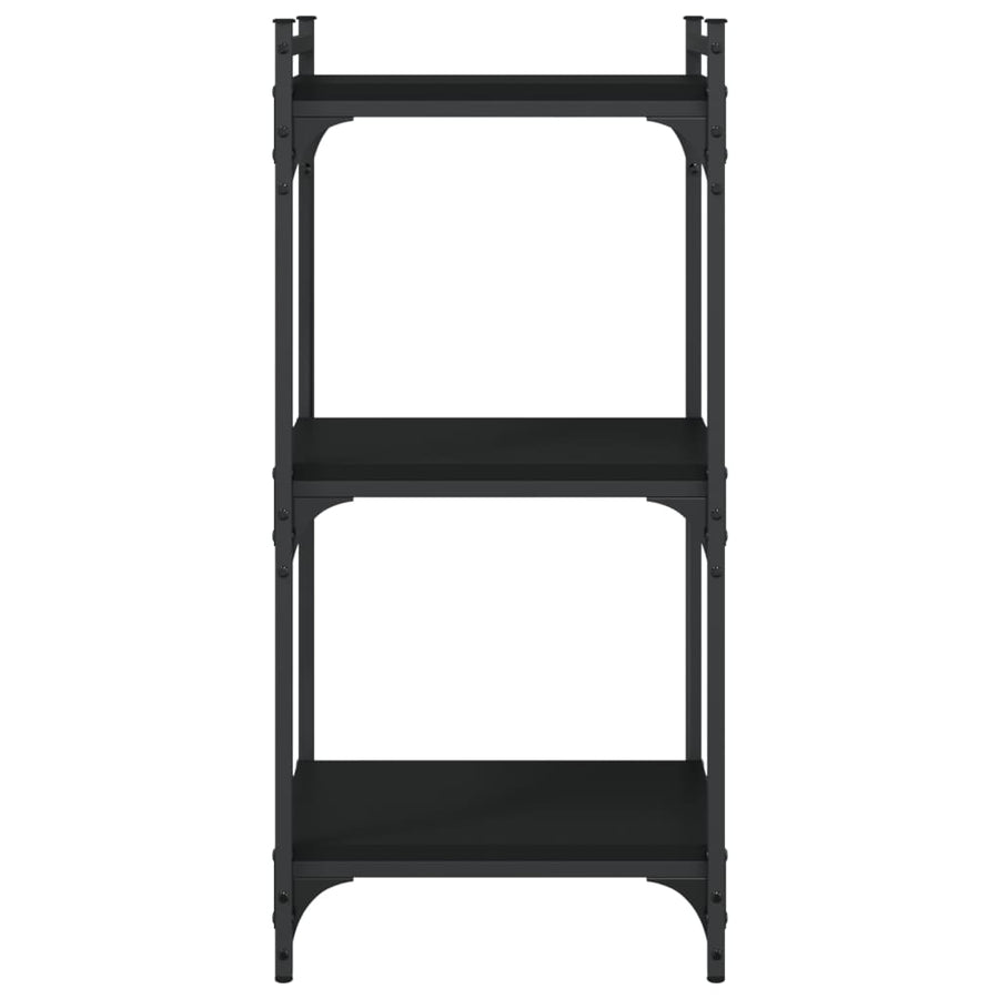 Boekenkast 3-Laags Bewerkt Hout 40 x 30 x 86 cm Zwart