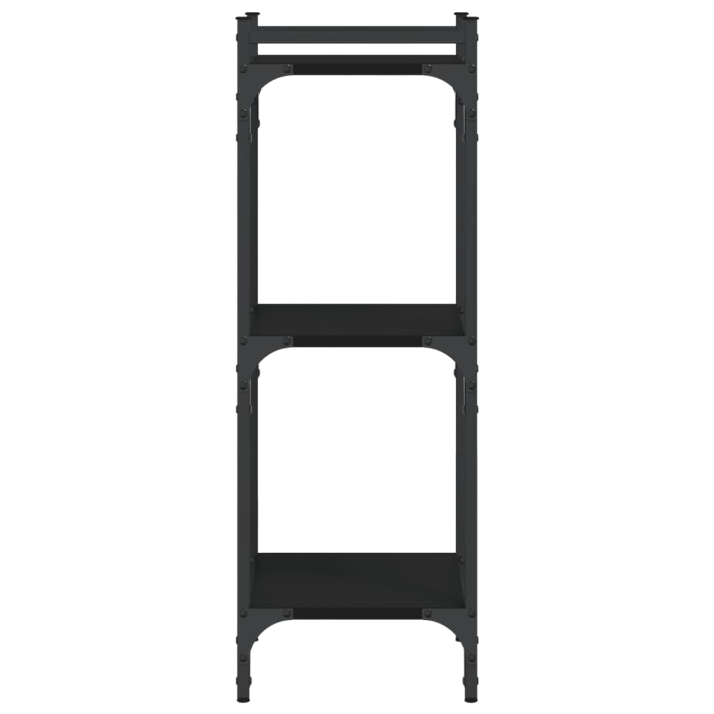 Boekenkast 3-Laags Bewerkt Hout 40 x 30 x 86 cm Zwart