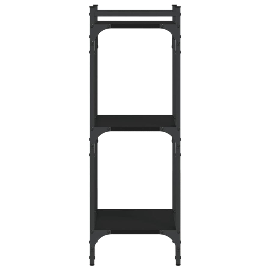 Boekenkast 3-Laags Bewerkt Hout 40 x 30 x 86 cm Zwart