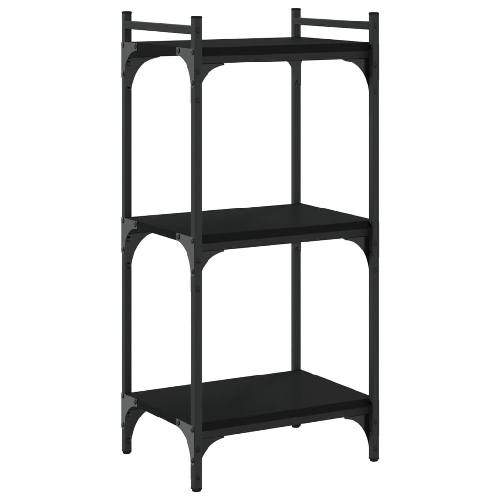 Boekenkast 3-Laags Bewerkt Hout 40 x 30 x 86 cm Zwart