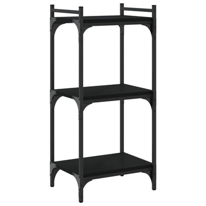 Boekenkast 3-Laags Bewerkt Hout 40 x 30 x 86 cm Zwart