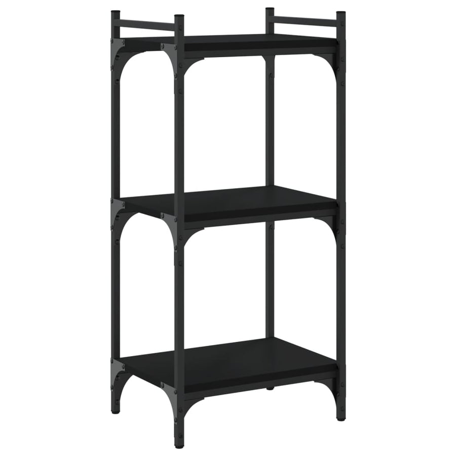 Boekenkast 3-Laags Bewerkt Hout 40 x 30 x 86 cm Zwart