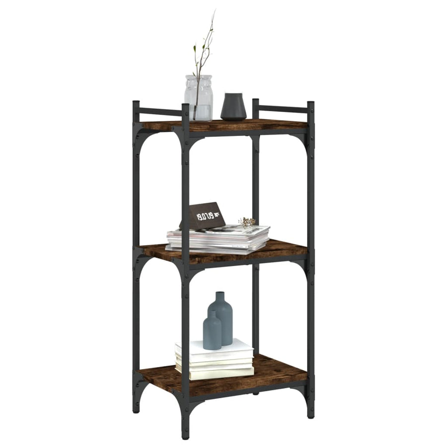 Boekenkast 3-Laags 40X30X Bewerkt Hout Kleur Gerookt Eiken 40 cm