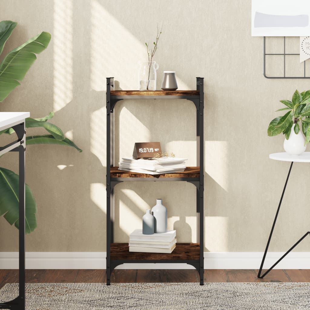 Boekenkast 3-Laags 40X30X Bewerkt Hout Kleur Gerookt Eiken 40 cm