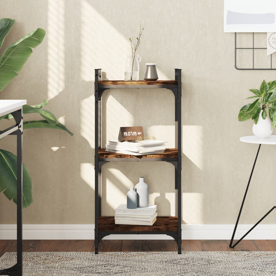Boekenkast 3-Laags 40X30X Bewerkt Hout Kleur Gerookt Eiken 40 cm