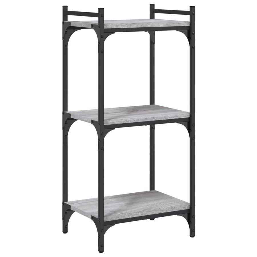 Boekenkast 3-Laags Bewerkt Hout 40 x 30 x 86 cm Grijs sonoma