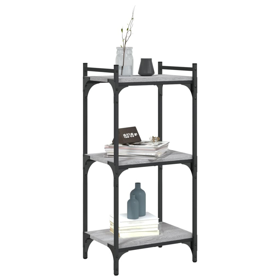 Boekenkast 3-Laags Bewerkt Hout 40 x 30 x 86 cm Grijs sonoma