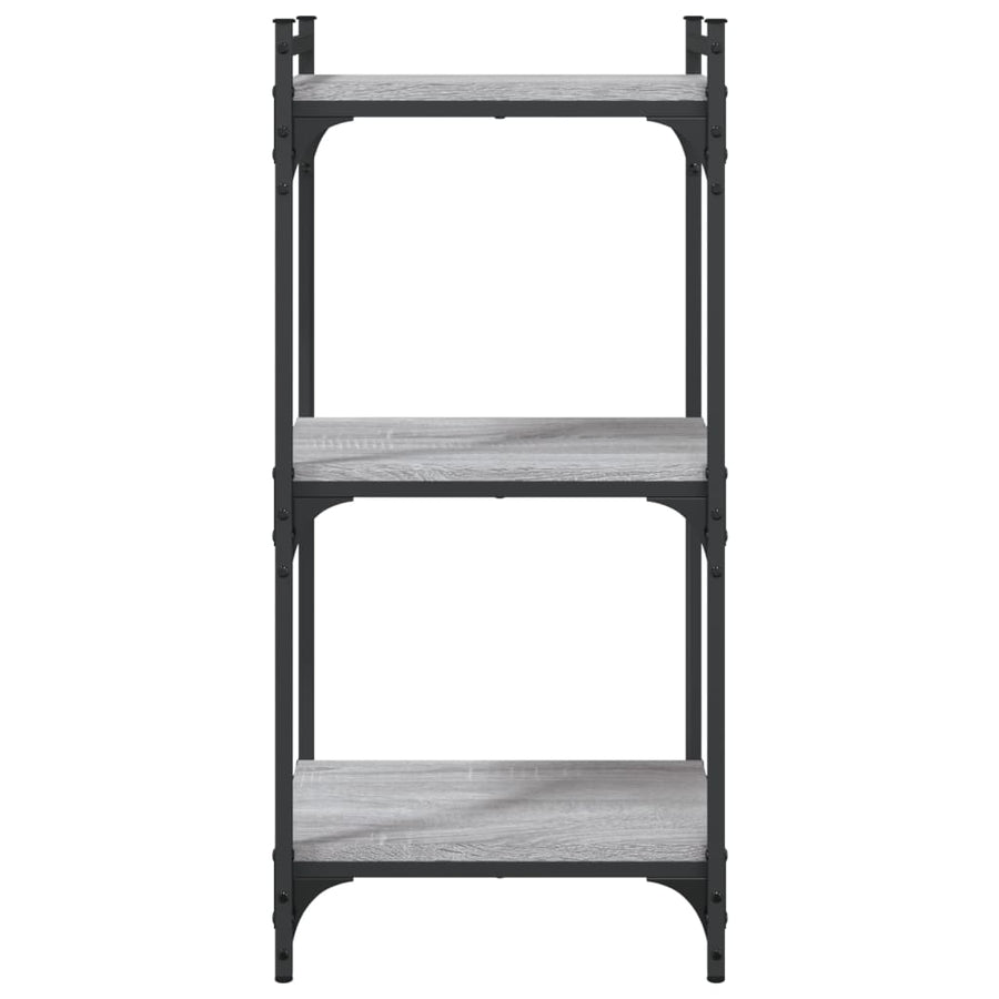 Boekenkast 3-Laags Bewerkt Hout 40 x 30 x 86 cm Grijs sonoma